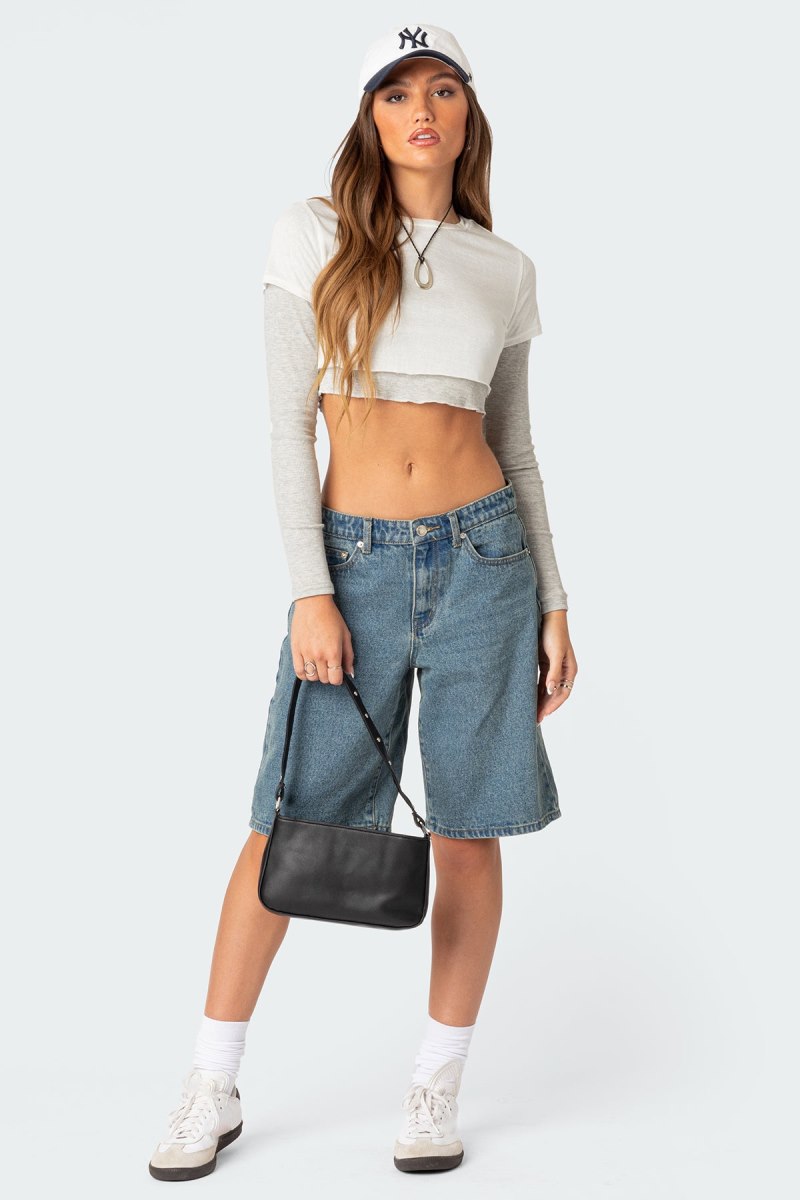 Edikted Layered Long Sleeve Tops Black And Gray | USA IX575837E7
