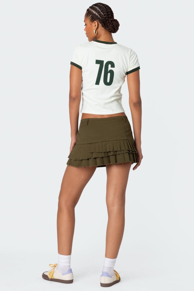 Edikted Layered Pleats Mini Skirts Olive | USA LW940984G7
