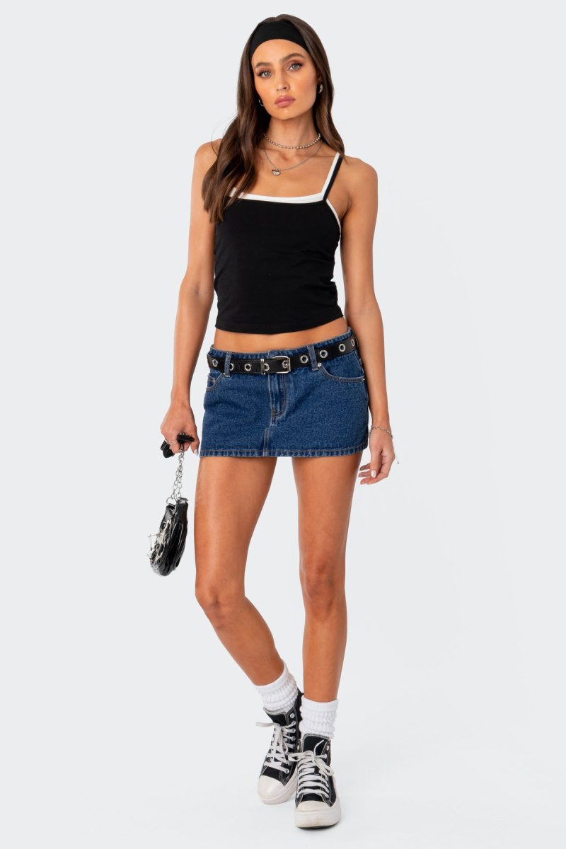 Edikted Layered Tank Top Black And White | USA KH536123C7