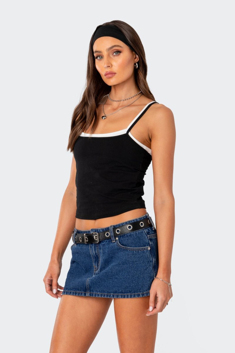 Edikted Layered Tank Top Black And White | USA KH536123C7