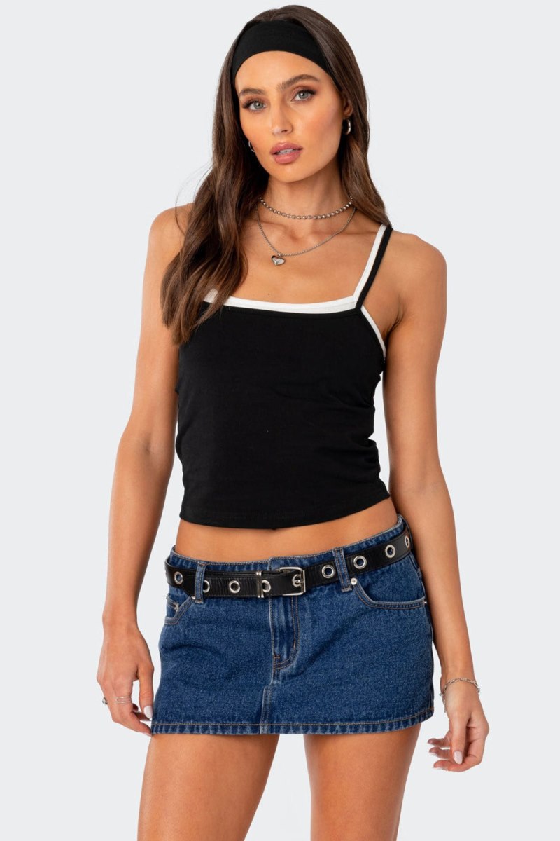 Edikted Layered Tank Top Black And White | USA KH536123C7