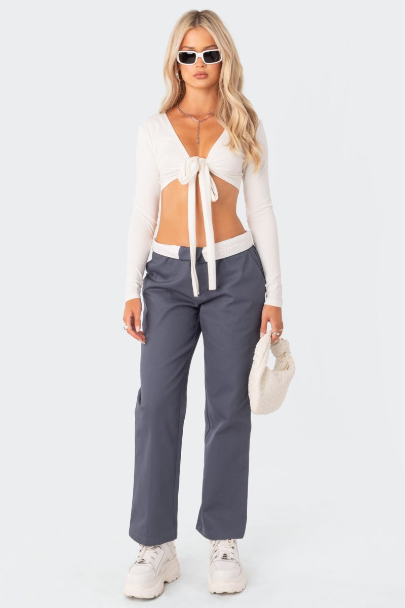 Edikted Layla Wrap Crop Tops Black | USA TH322302L4