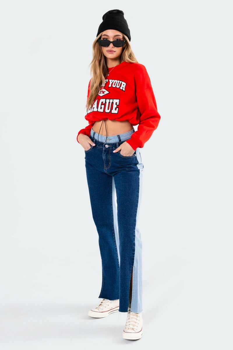 Edikted League Cropped Sweatshirt Crop Tops Red | USA RO191679I1