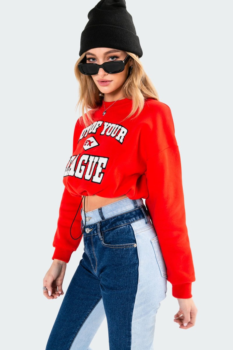 Edikted League Cropped Sweatshirt Crop Tops Red | USA RO191679I1