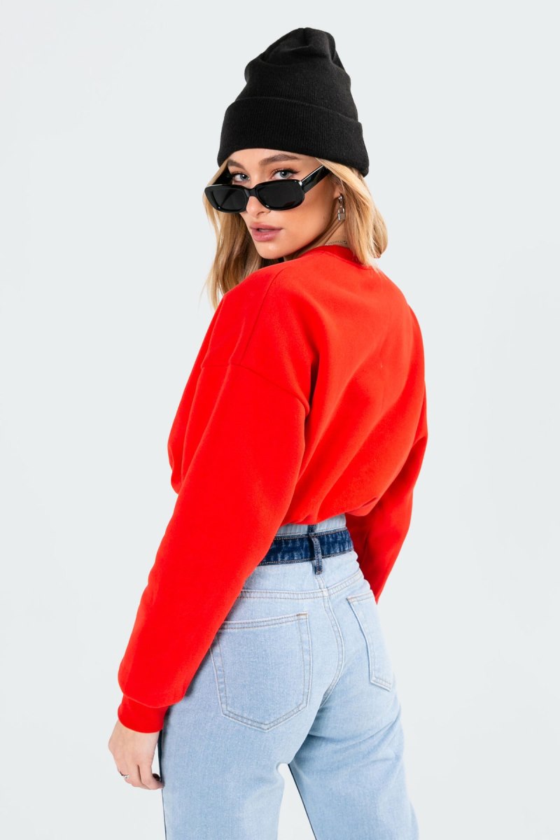 Edikted League Cropped Sweatshirts Red | USA GU519631D8