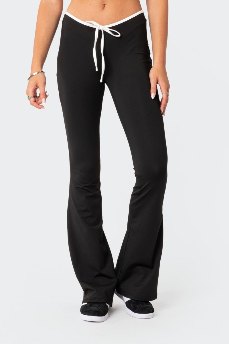 Edikted Leighton Contrast Tie Flared Pants Black And White | USA UO059305R5