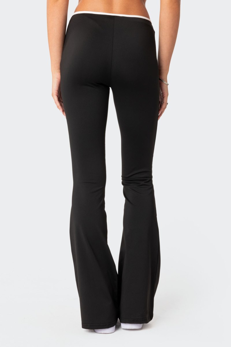 Edikted Leighton Contrast Tie Flared Pants Black And White | USA UO059305R5