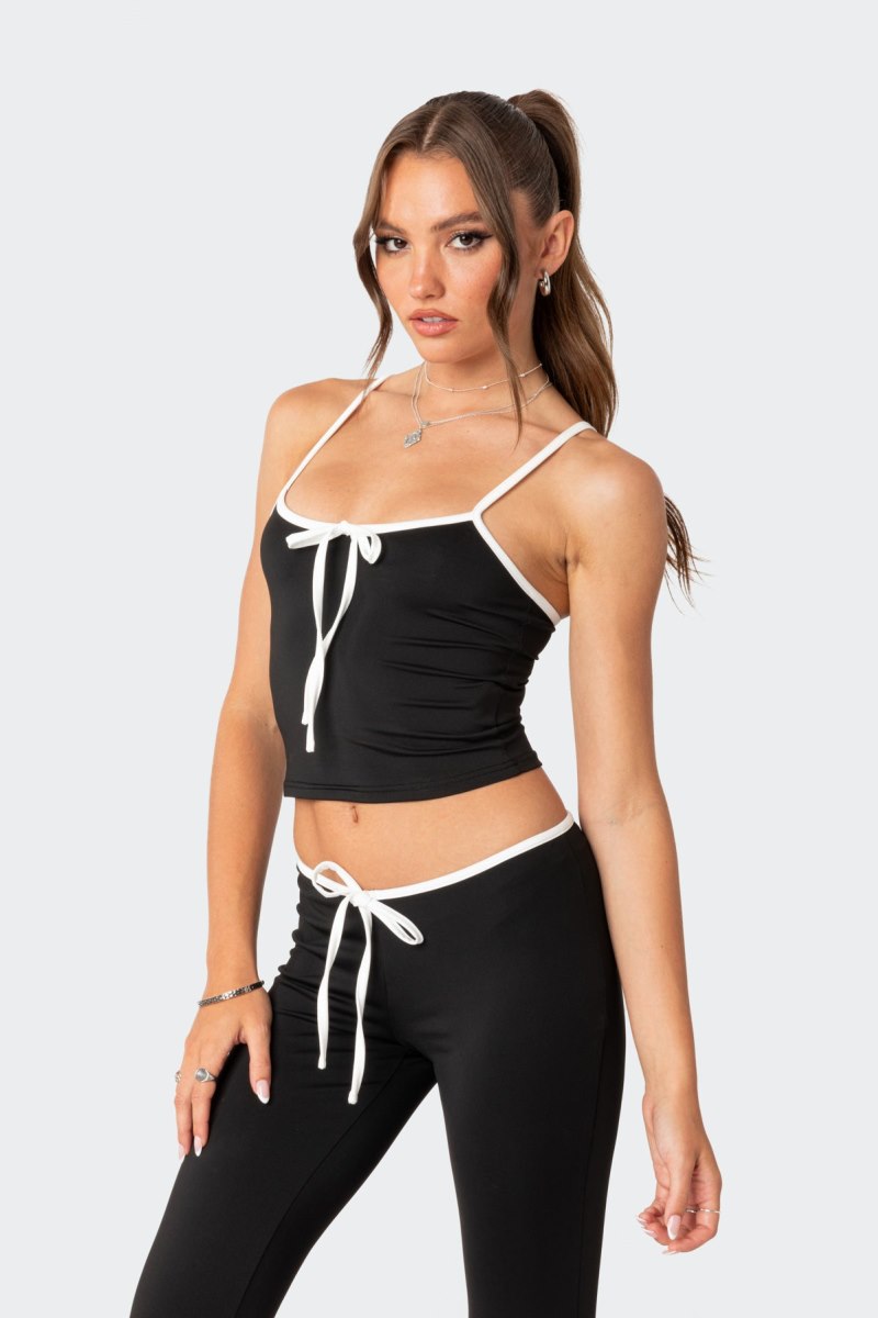 Edikted Leighton Contrast Tie Tank Top Black And White | USA OZ433703L8