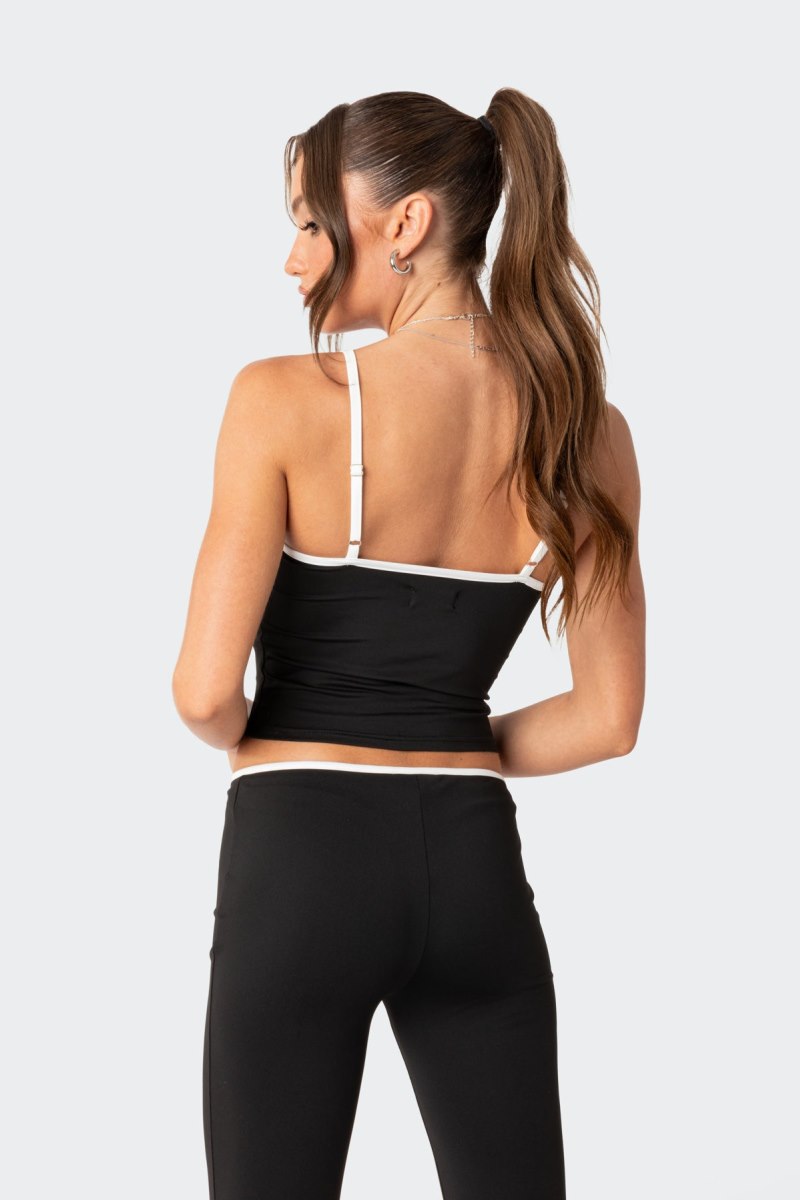 Edikted Leighton Contrast Tie Tank Top Black And White | USA OZ433703L8