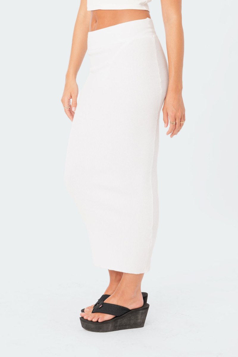 Edikted Leila Knitted Maxi Skirts White | USA XS146144Q7
