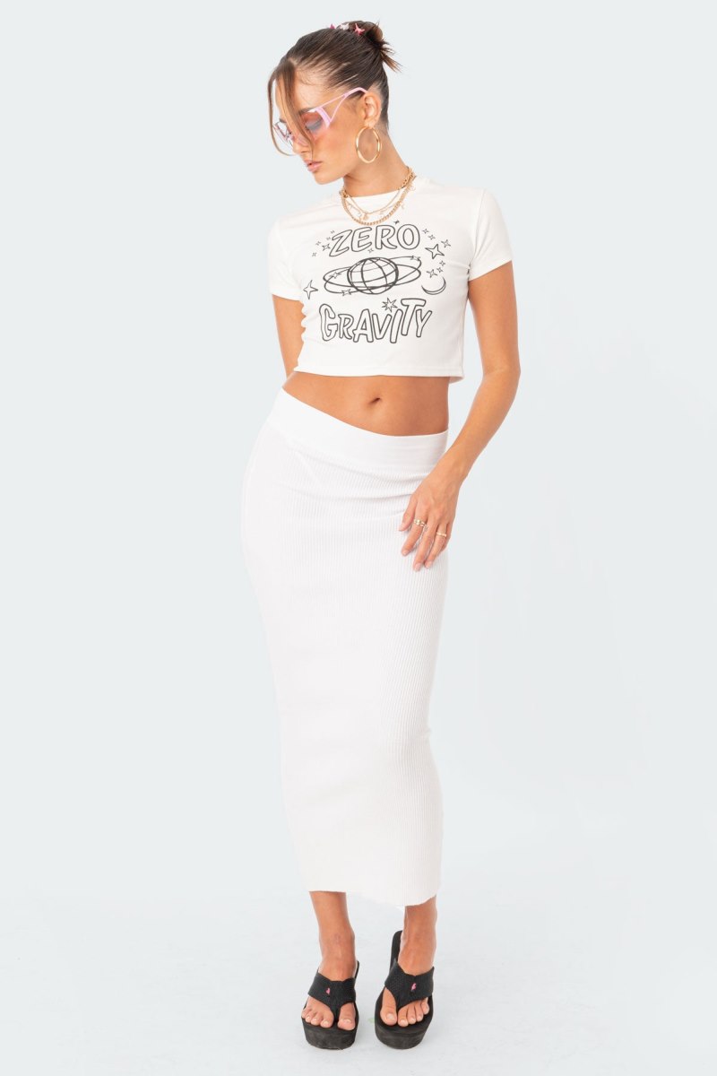 Edikted Leila Knitted Maxi Skirts White | USA XS146144Q7