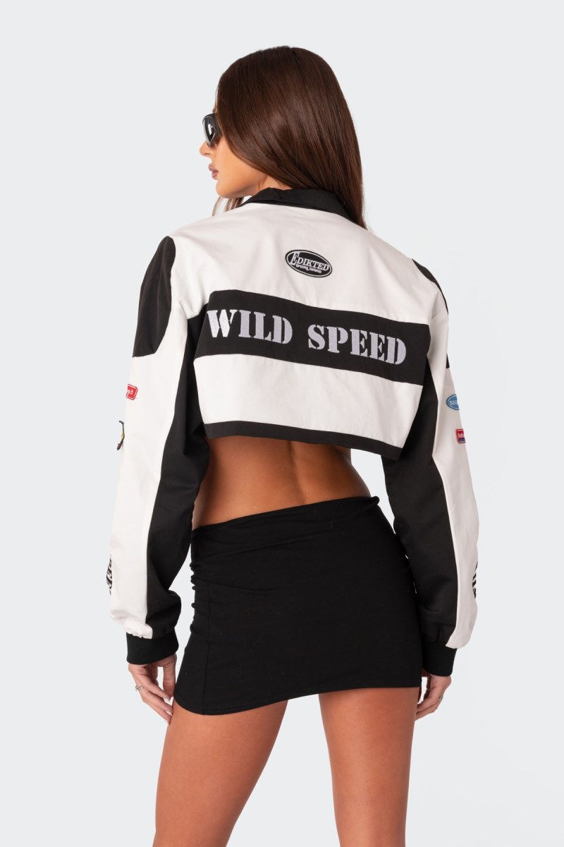 Edikted Lenni Patch Cropped Jackets Black And White | USA YJ959805D0
