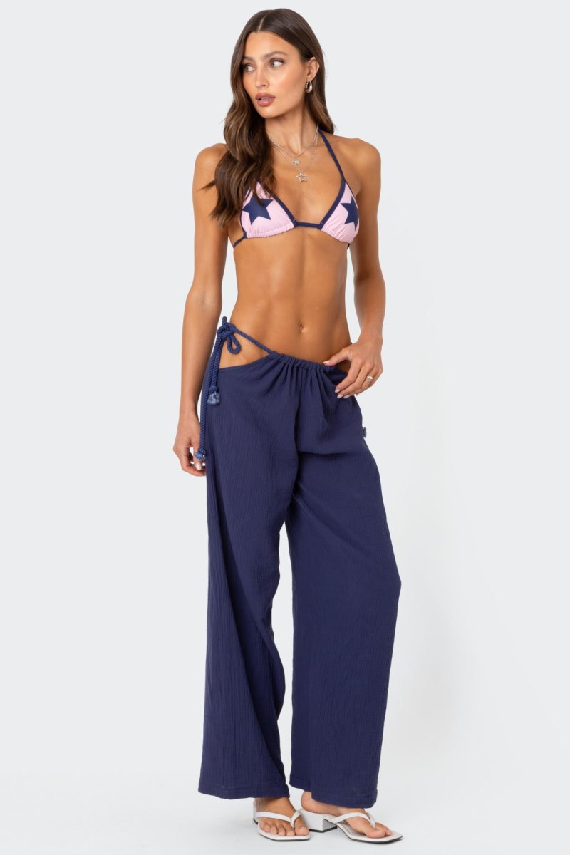 Edikted Leoni Side Tie Cotton Gauze Pants Cream | USA EE345794R9