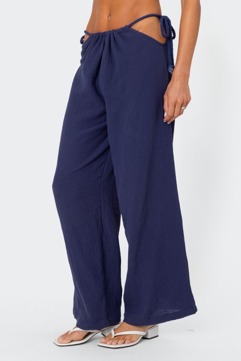 Edikted Leoni Side Tie Cotton Gauze Pants Cream | USA EE345794R9
