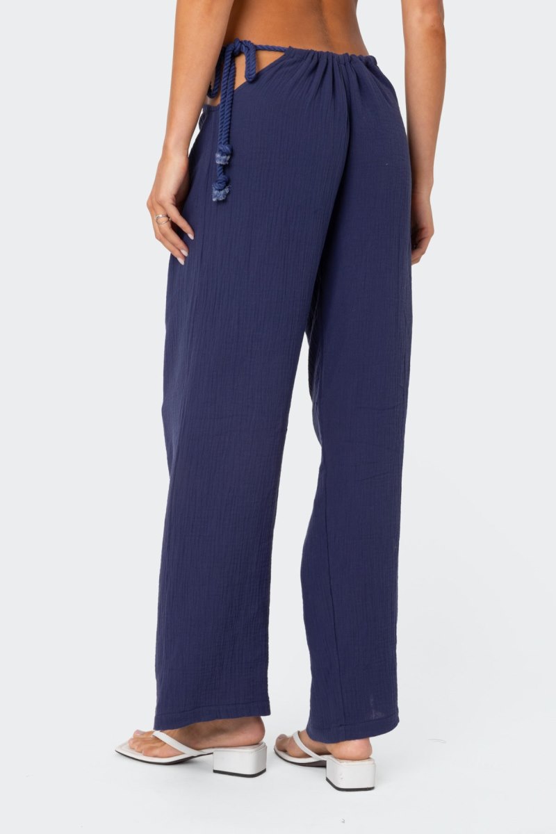Edikted Leoni Side Tie Cotton Gauze Pants Cream | USA EE345794R9