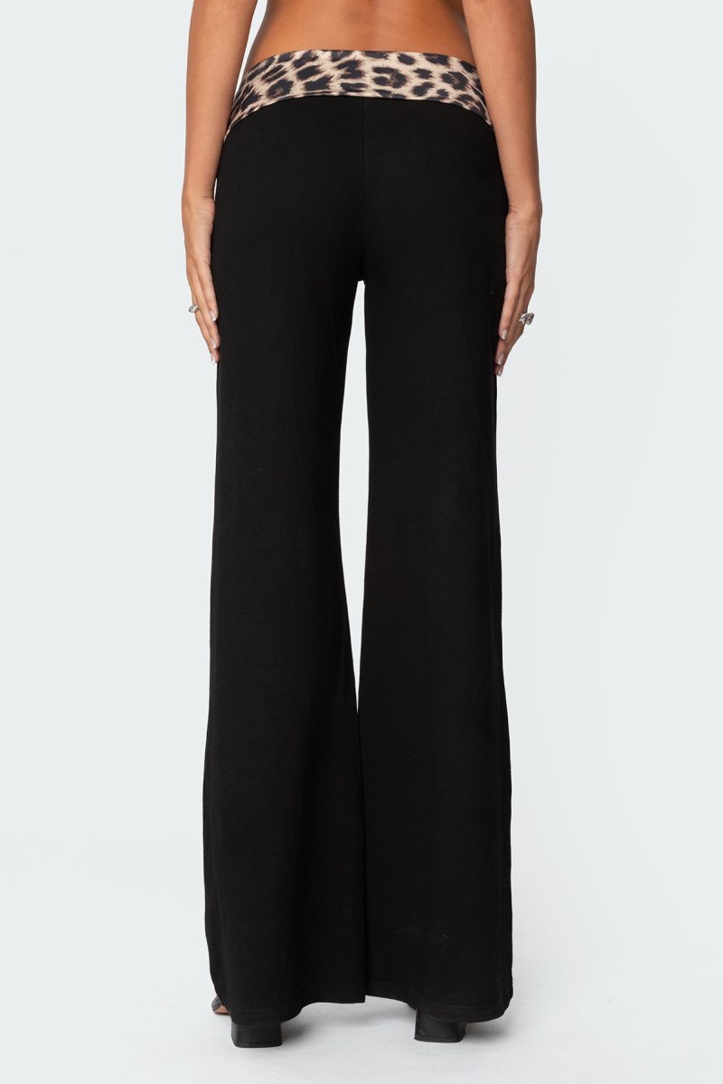 Edikted Leopard Fold Over Pants Leopard | USA GQ969946W1
