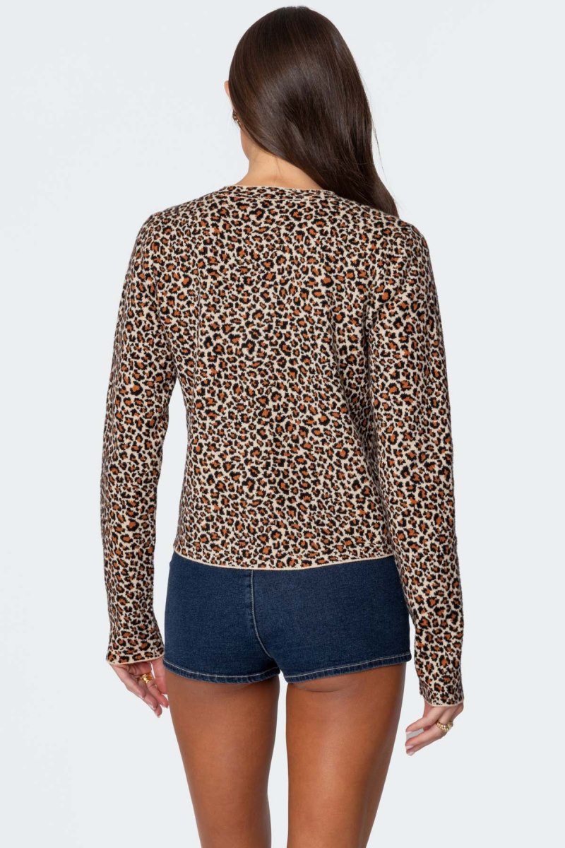 Edikted Leopard Printed Knit Cardigan Leopard | USA NV764766K7
