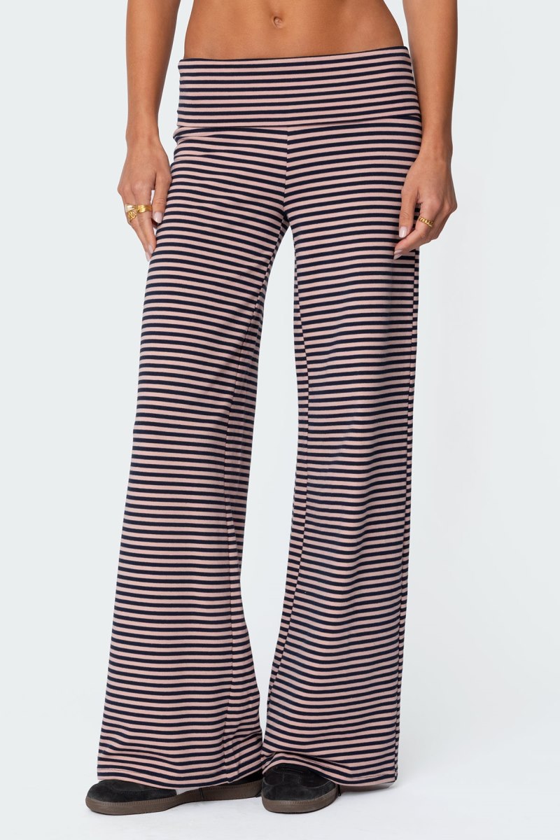 Edikted Lilah Striped Fold Over Pants Blue And White | USA VL121672J3