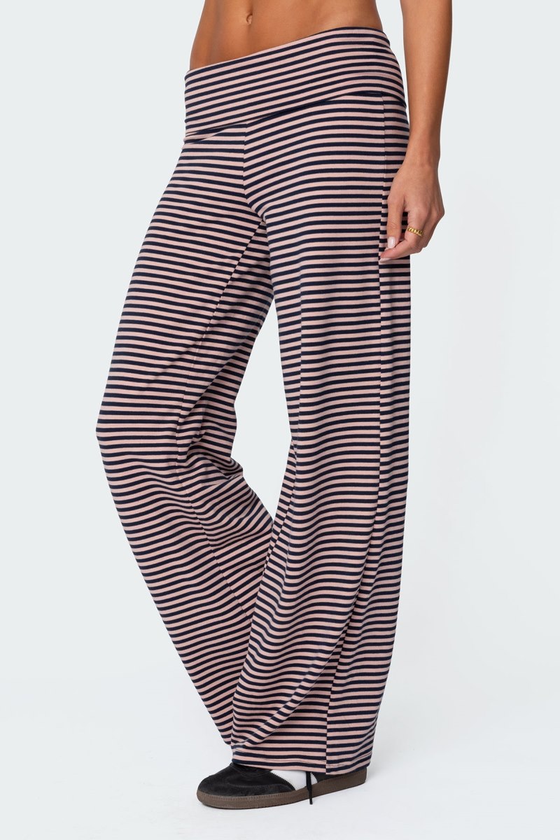 Edikted Lilah Striped Fold Over Pants Blue And White | USA VL121672J3