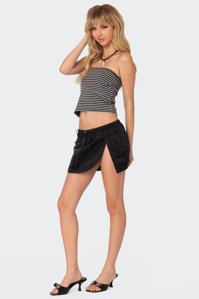 Edikted Lilah Striped Tube Strapless Tops Black And Gray | USA YW376247I0