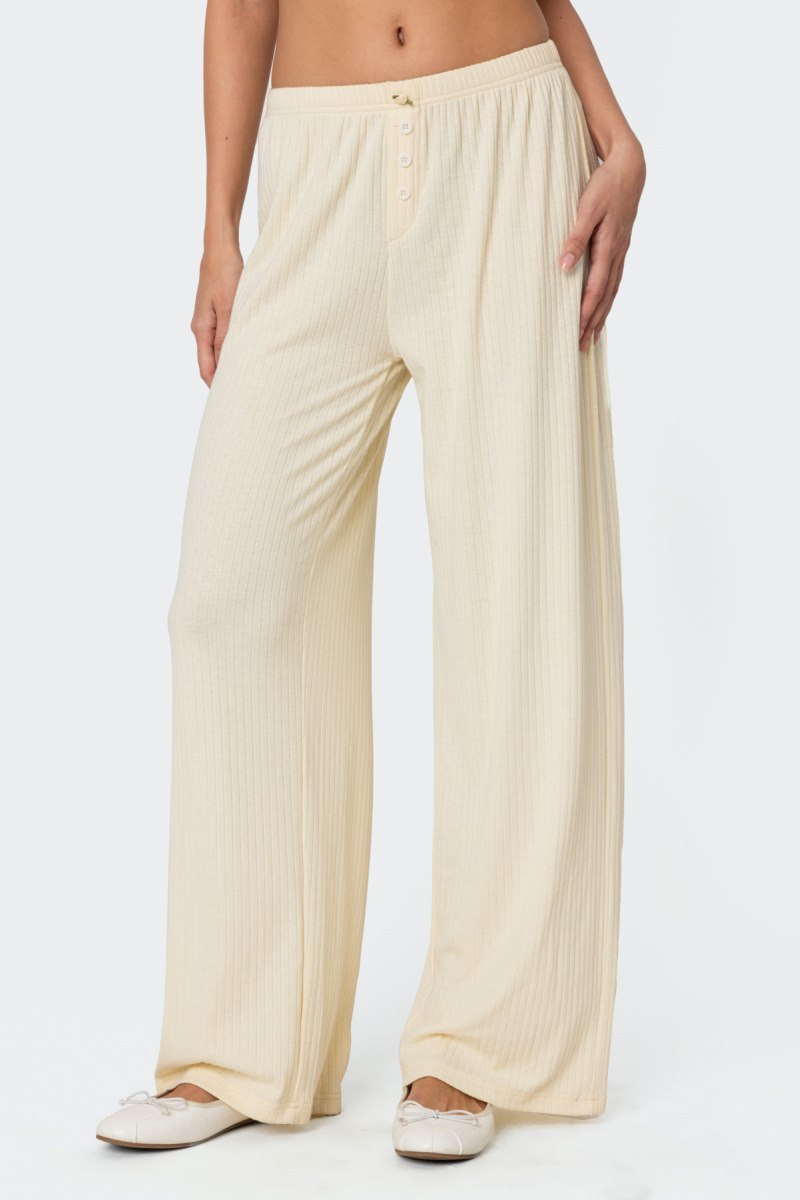 Edikted Lilou Pointelle Pants Yellow | USA FS943644F0