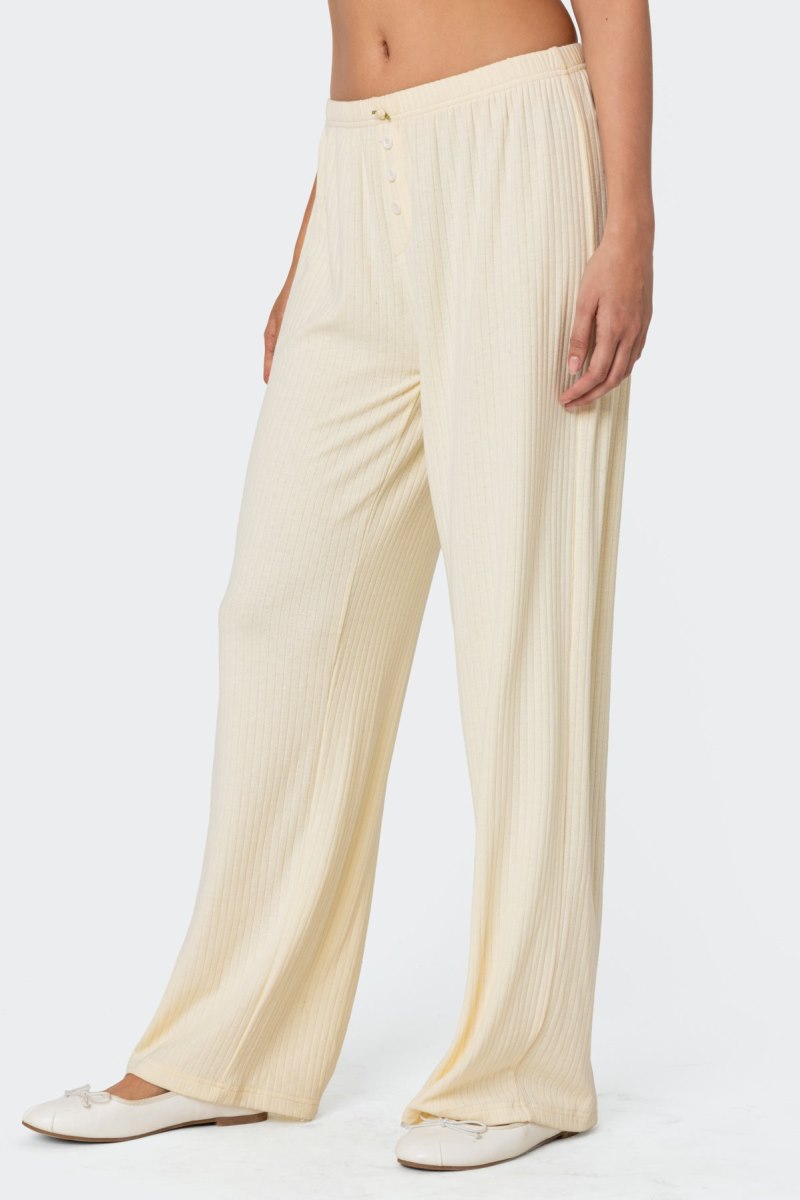Edikted Lilou Pointelle Pants Yellow | USA FS943644F0