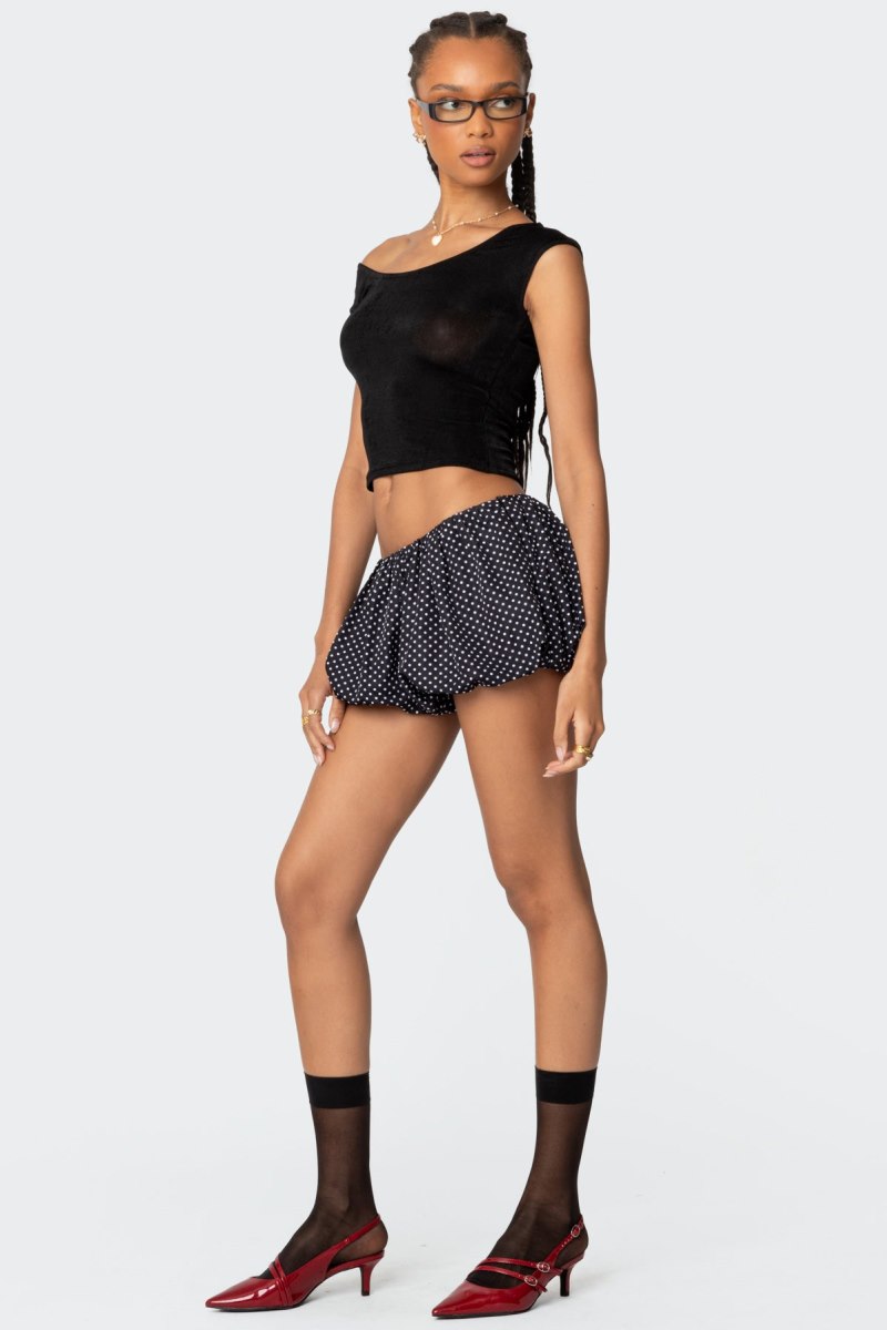 Edikted Liz Polka Dot Bubble Shorts Black And White | USA LQ185488D4
