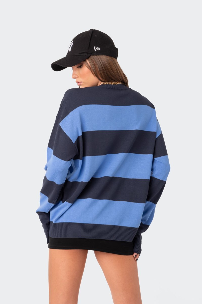 Edikted Logan Light Knit Oversized Sweater Long Sleeve Tops Blue | USA NF945404X4