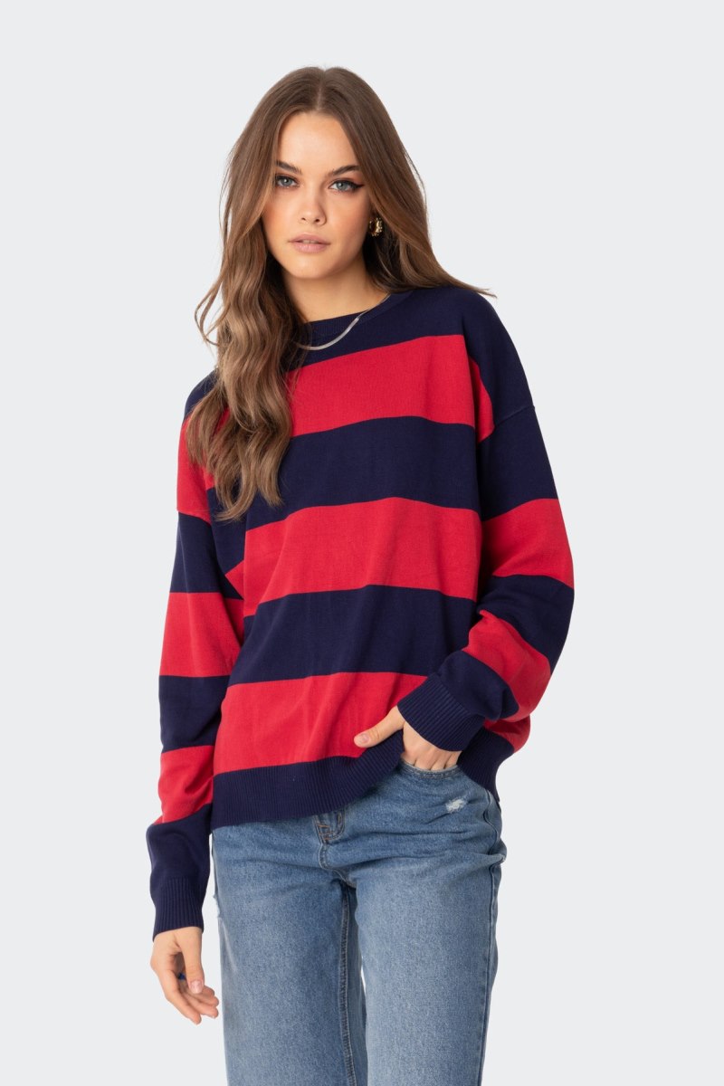 Edikted Logan Light Knit Oversized Sweater Blue | USA XJ292849R0