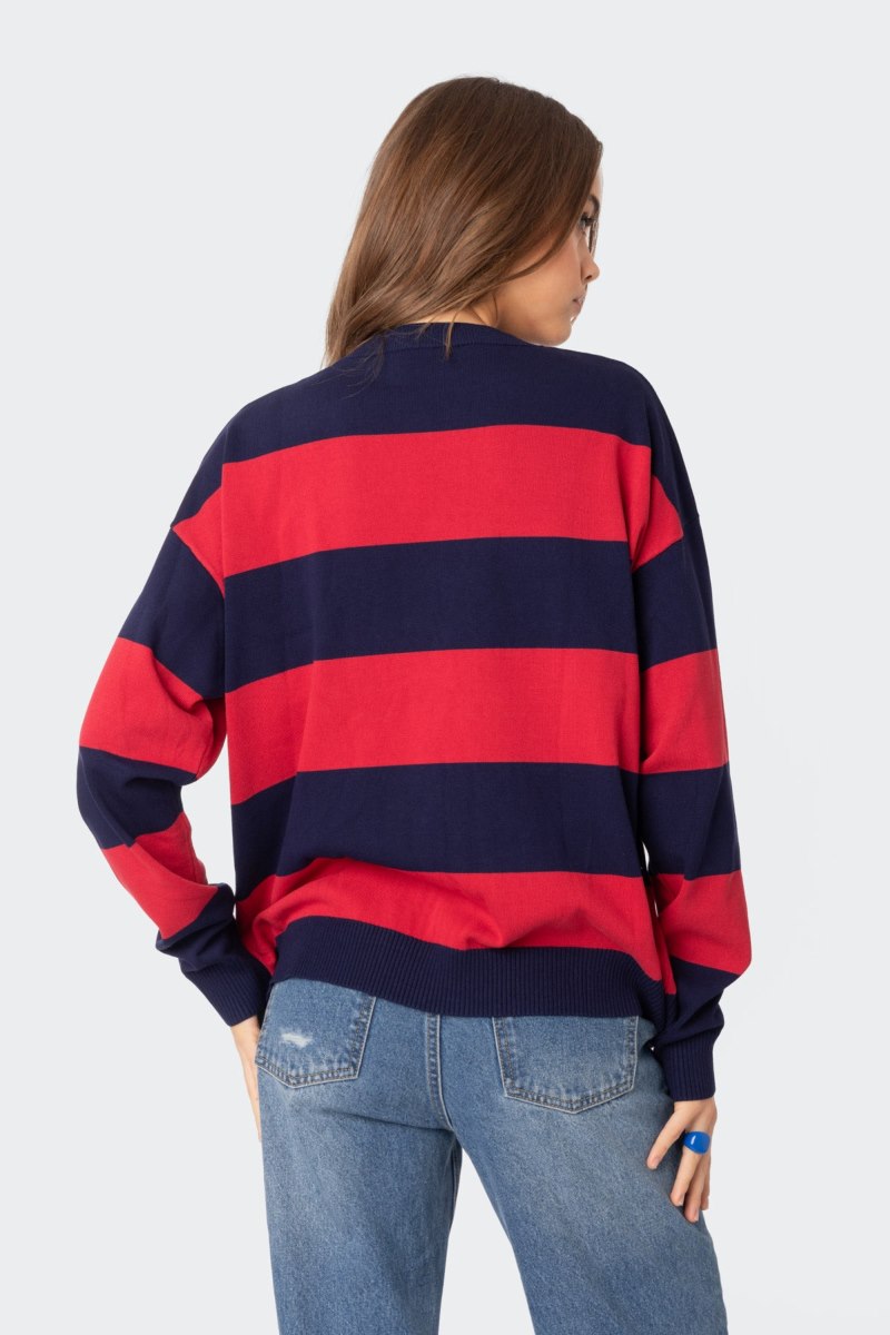 Edikted Logan Light Knit Oversized Sweater Blue | USA XJ292849R0