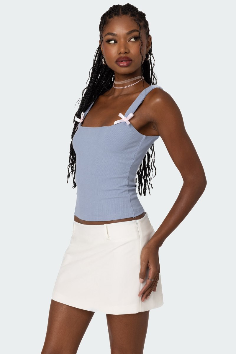 Edikted Lola Ribbed Tank Top Black | USA NF011951A9