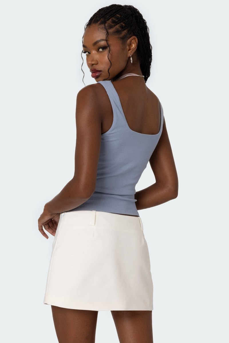 Edikted Lola Ribbed Tank Top Black | USA NF011951A9