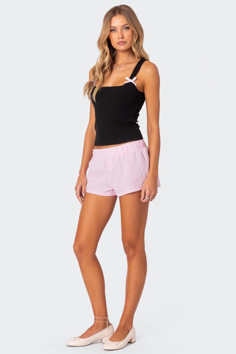 Edikted Lola Ribbed Tank Top Black | USA QG351105Z3