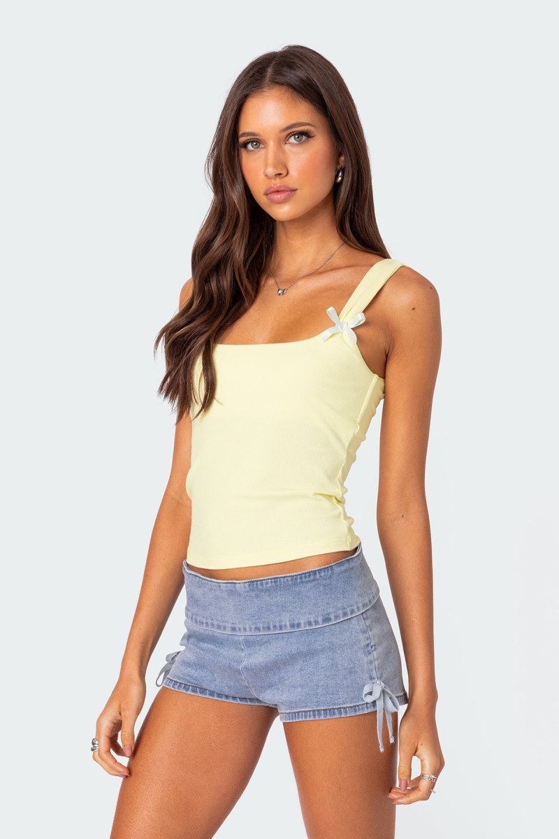 Edikted Lola Ribbed Tank Top Black | USA UC335603Y1