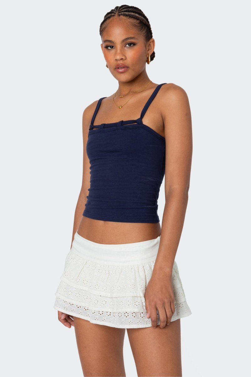 Edikted Looped Neckline Tank Top Navy | USA TD537993T9