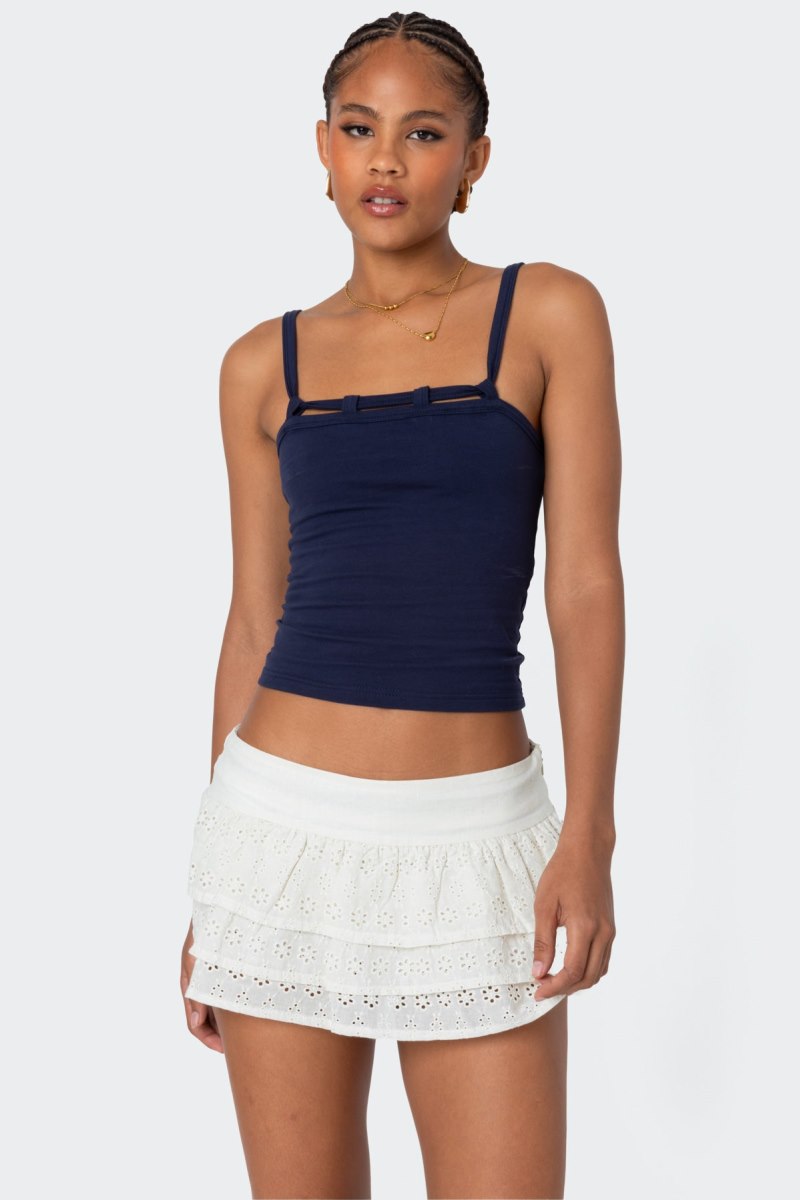 Edikted Looped Neckline Tank Top Navy | USA TD537993T9