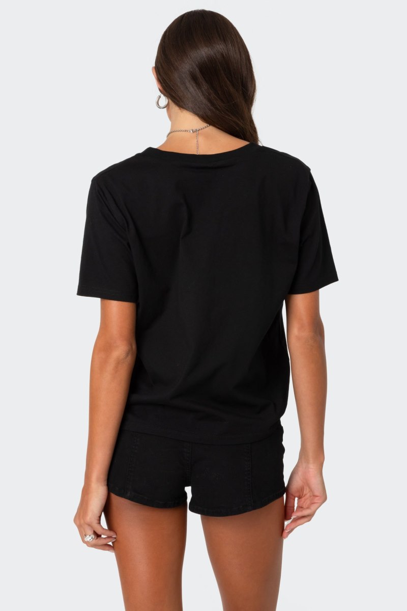 Edikted Loose Fit V Neck T Shirts Black | USA DP186488M0