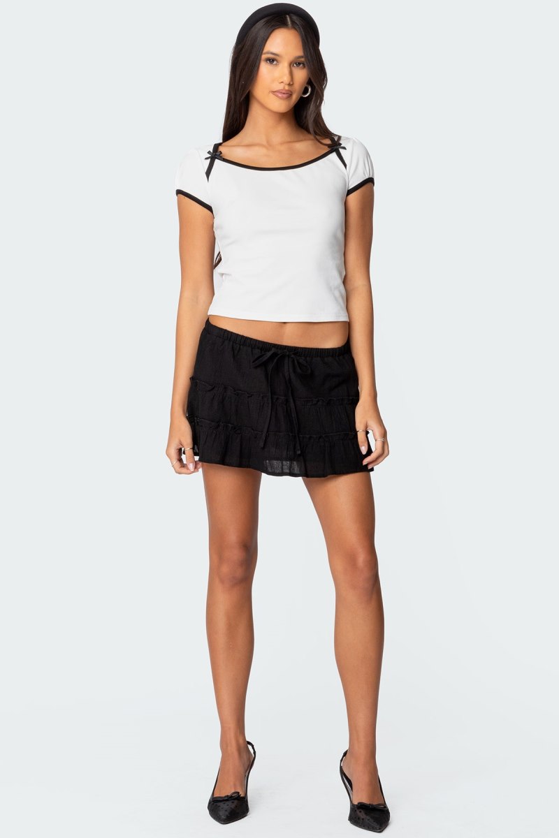 Edikted Lora Tiered Mini Skirts Black | USA CJ023252J0