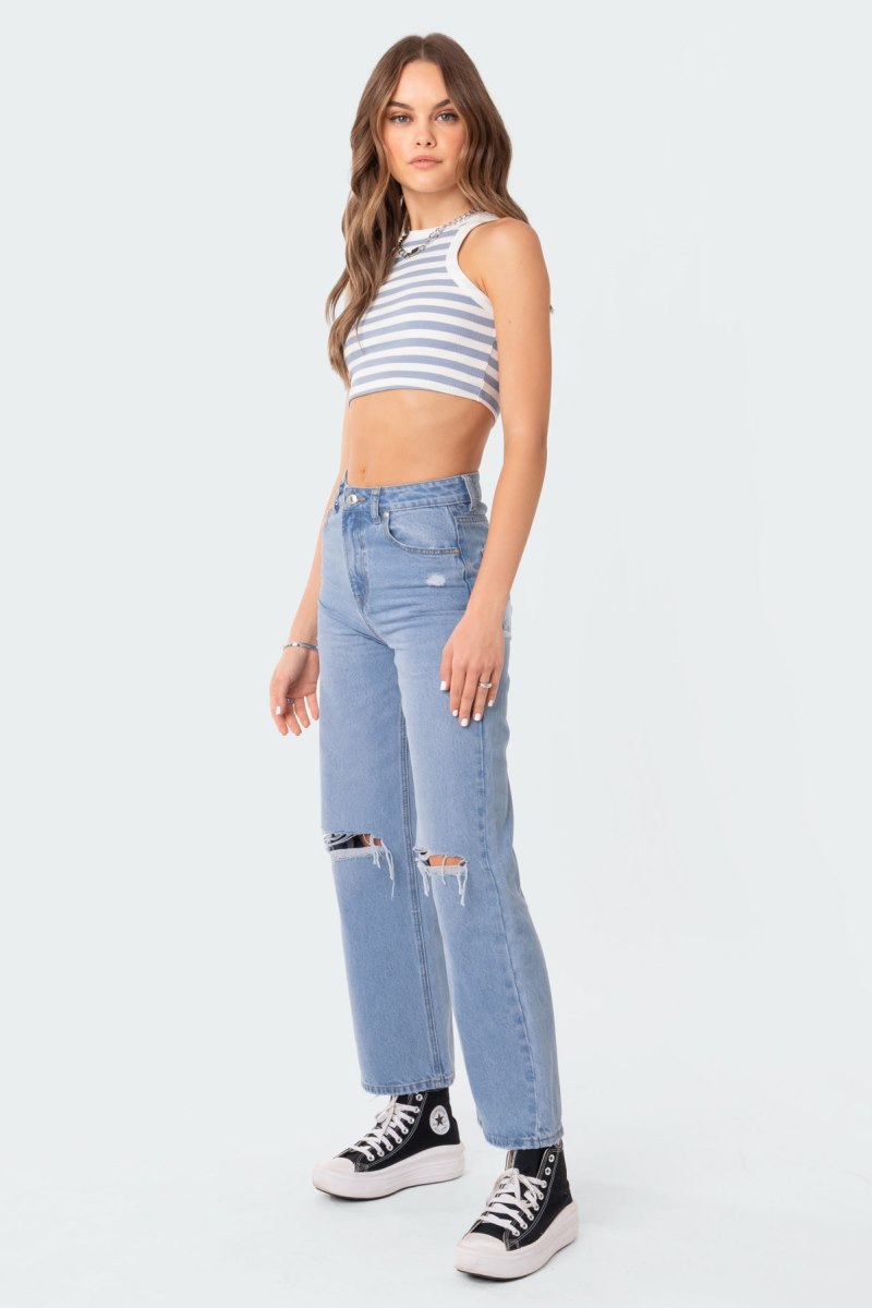 Edikted Lori High-Rise Wide Leg Jeans Blue | USA QV733093Q2