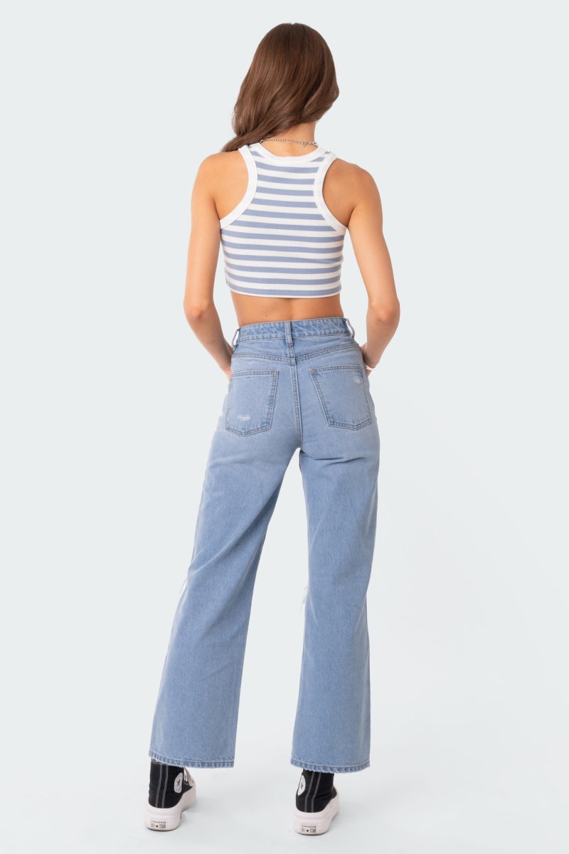 Edikted Lori High-Rise Wide Leg Jeans Blue | USA QV733093Q2