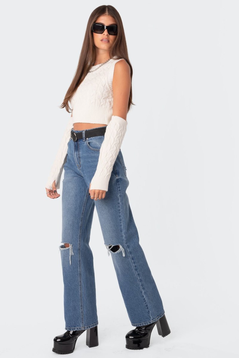 Edikted Lori High-Rise Wide Leg Jeans Blue | USA AX755295W3