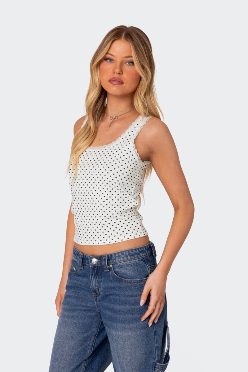 Edikted Lover Girl Printed Tank Top White | USA FE456225O2