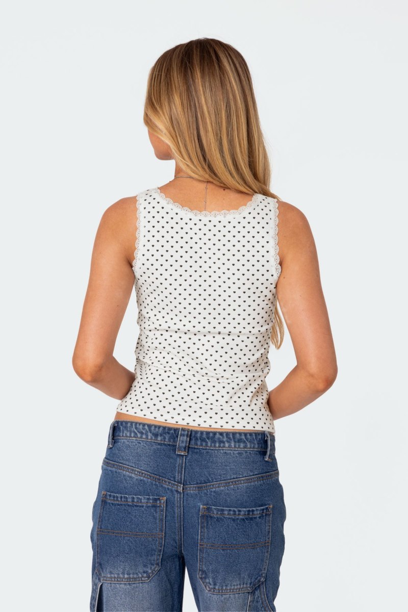 Edikted Lover Girl Printed Tank Top White | USA FE456225O2