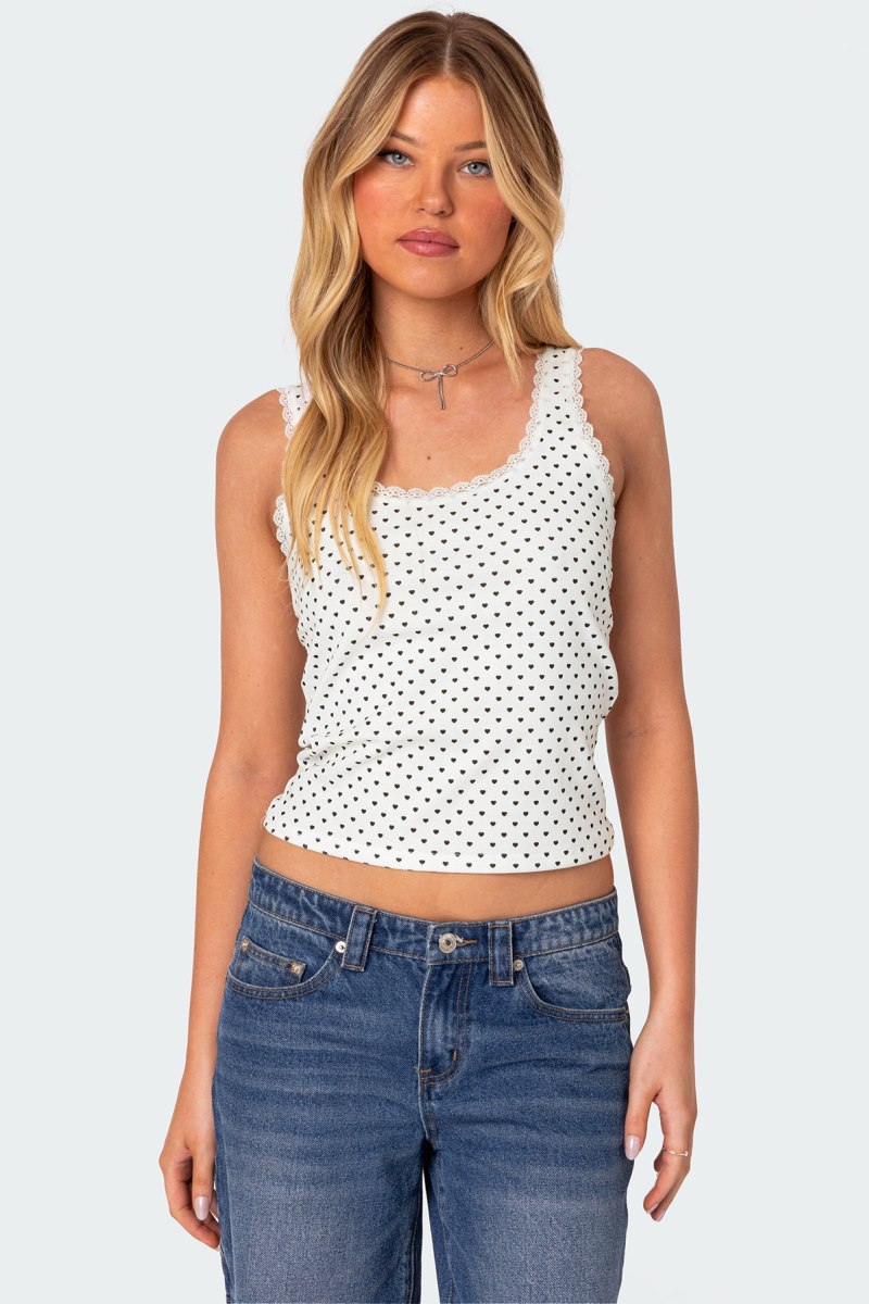 Edikted Lover Girl Printed Tank Top White | USA FE456225O2