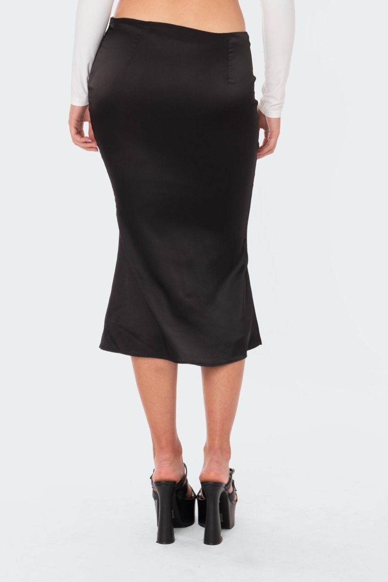 Edikted Low-Rise Satin Midi Skirts Black | USA AK094979K3