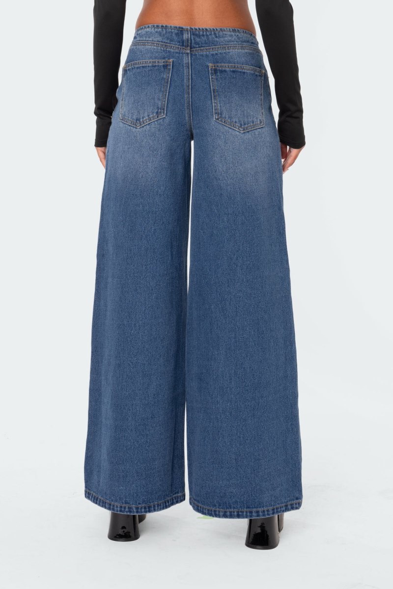 Edikted Low-Rise Wide Jeans Blue | USA GO921182G7