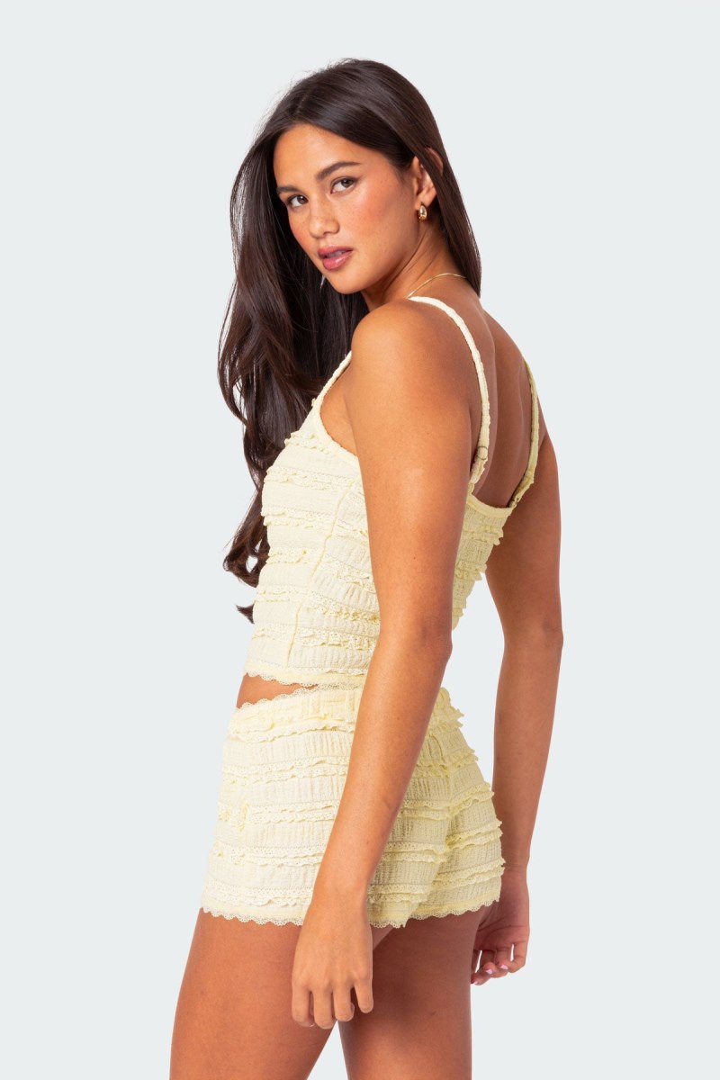 Edikted Lucy Ruffled Lace Tank Top White | USA YG553365J5