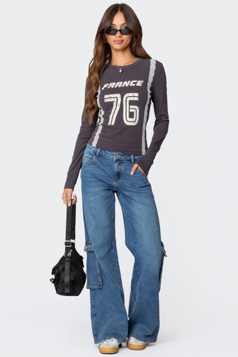 Edikted Lunar Low Rise Cargo Jeans Blue Washed | USA MY856505V4