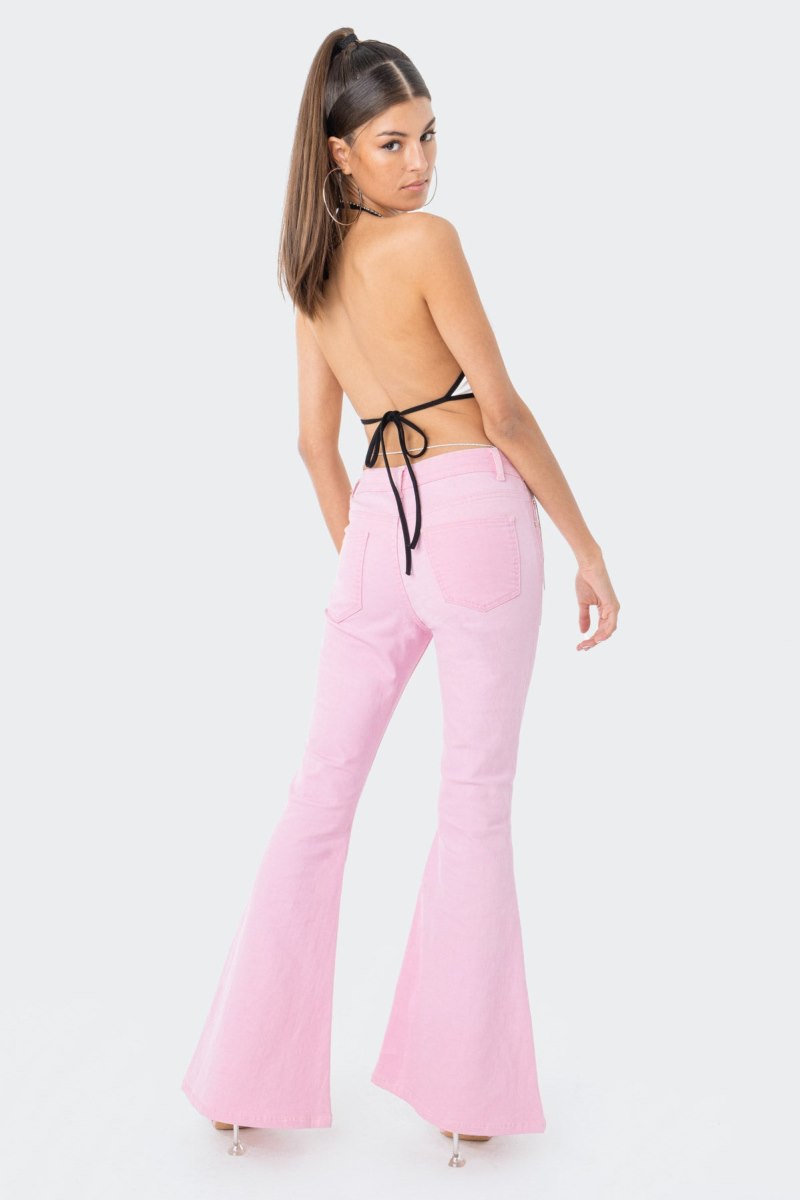 Edikted Mae Open-Back Halter Graphic Tops White | USA FQ670437I1