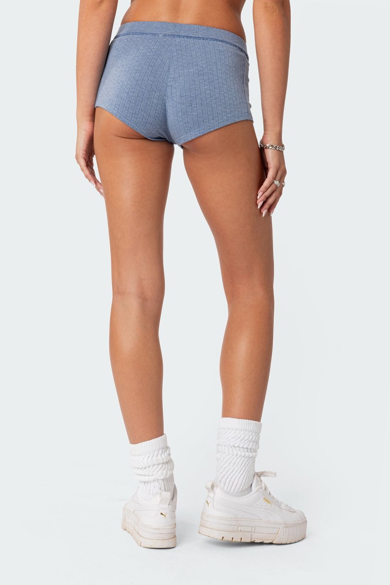 Edikted Maelle Pointelle Micro Shorts Blue | USA LS336513A4